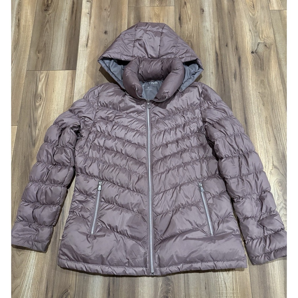 Kenneth Cole Reaction Down Puffer Winter Coat Jacket Pink Women's‎ Sz Large EUC